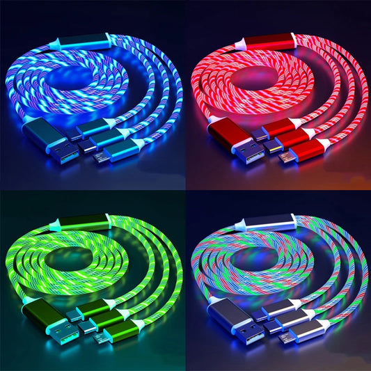 3-IN-1 Glowing Lightning Cable - Wires