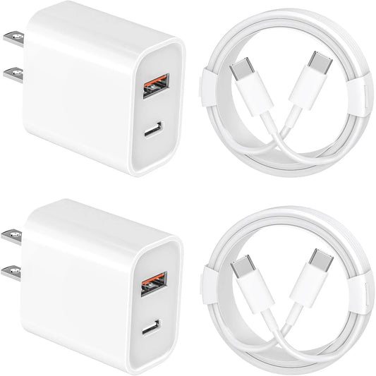 Dual Brick + USB-C Lighting Cable (6ft) - Wall Adaptor
